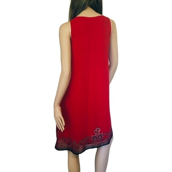 MAX Studio Asymmetrical Handkerchief Hanky Hem Red Graphic Print Butterflies - Picture 5 of 12